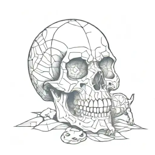 A skull with a tortoise shell pattern and gaming symbols as the eyes and mouth tattoo design idea
