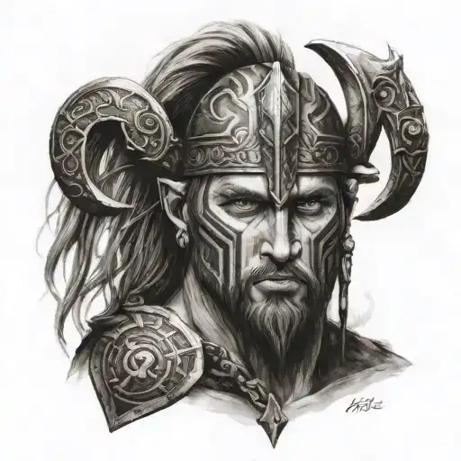 rune with Nord warrior tattoo design idea