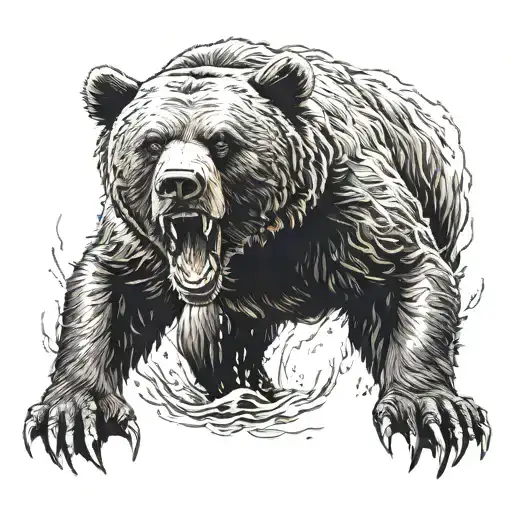 angry bear tattoo design idea