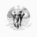 Elephant under The moon  tattoo design idea