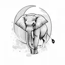 Elephant under The moon  tattoo design idea
