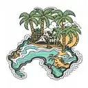 map, vacation, palm tree, Kobe Bryant,  tattoo design idea
