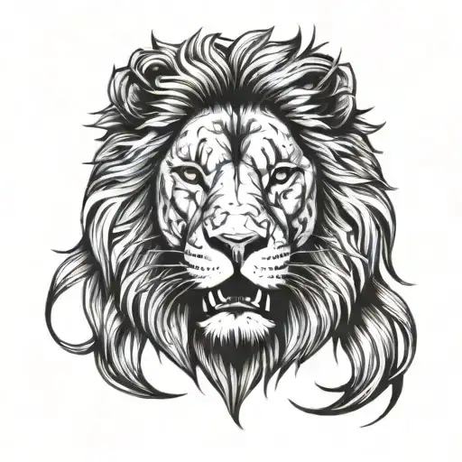 Lion head roaring  tattoo design idea