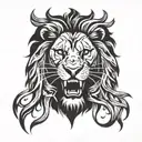 Lion head roaring  tattoo design idea