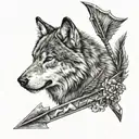 wolf with arrow in a head tattoo design idea