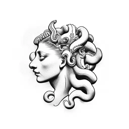 side profile of Medusa tattoo design idea