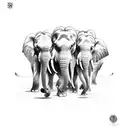 family of 5 elephants  tattoo design idea