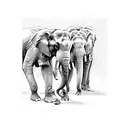 family of 5 elephants  tattoo design idea