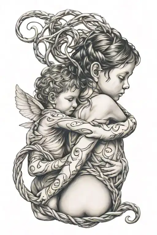 children names intertwined tattoo design idea