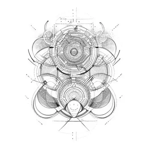 sección longitudinal de un arco de medio punto tattoo design idea