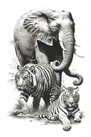 elephant and tiger tattoo design idea
