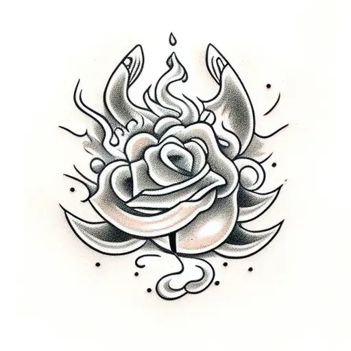 depict spicy with fire & lips  tattoo design idea