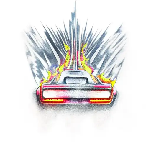 Race car on fire tattoo design idea