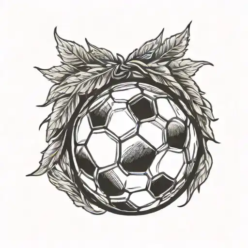 soccer ball with a laurel wreath tattoo design idea