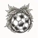 soccer ball with a laurel wreath tattoo design idea