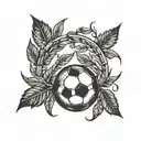 soccer ball with a laurel wreath tattoo design idea