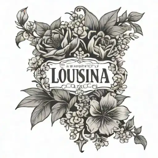 Quote “I’m almost there” surrounded by Louisiana Bayou flowers, curved down  tattoo design idea