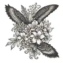 Quote “I’m almost there” surrounded by Louisiana Bayou flowers, curved down  tattoo design idea