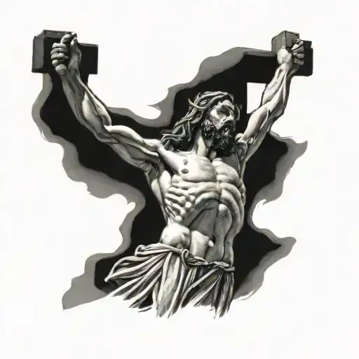 Jesus Cristo crucificado de corpo inteiro  tattoo design idea