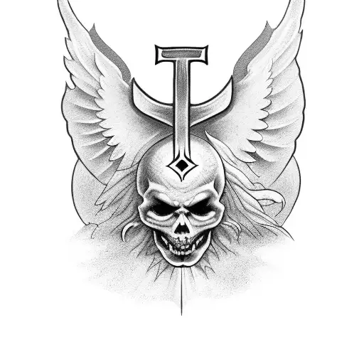 Christian Cross with Demon and Angel tattoo design idea