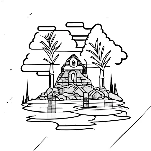 ice bathing spot with a small pool ladder going into the ice spot around it is a frozen lake tattoo design idea