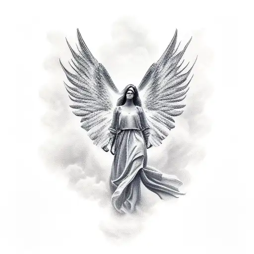 angel on cloud tattoo design idea