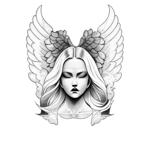 3 angels on cloud tattoo design idea