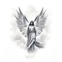 angel on cloud tattoo design idea