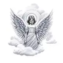 angel on cloud tattoo design idea