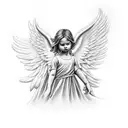 angel on cloud tattoo design idea