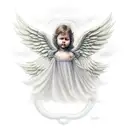 angel on cloud tattoo design idea
