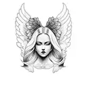 3 angels on cloud tattoo design idea