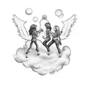 3 angels on cloud tattoo design idea