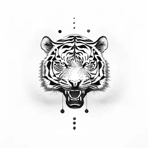 Tiger with skulls , strength uns japanese tattoo design idea