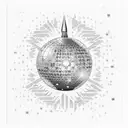 mirrorball sparkle with postage stamp border tattoo design idea