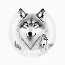 The wolf with Romulus and Remus surrounded by olive branches (in an oval shape) and with a Dacian falx at the top tattoo design idea