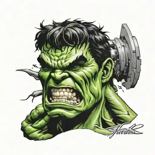 hulk face  tattoo design idea