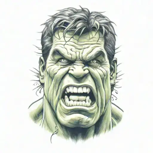 the incredible hulk black and gray avengers with green eyes  tattoo design idea