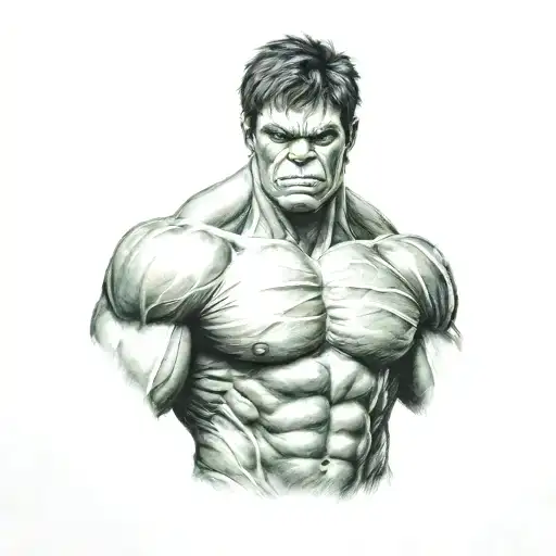the incredible hulk black and gray avengers with green eyes  tattoo design idea