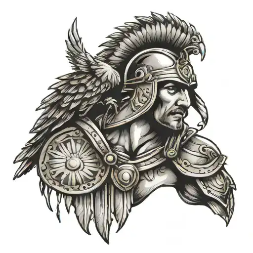 a gladiator with eagle tattoo design idea