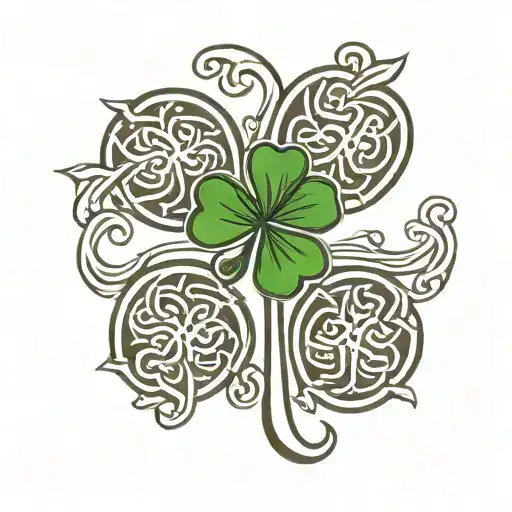 four leave clover irish celtic tattoo design idea