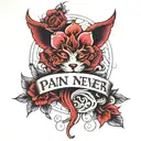 I want sum red shadeing Put these words on it-Pain ain’t never too far around the corner even when happiness  Is around  tattoo design idea