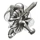 A tattoo of Thoth the Egyptian god holding a scroll with ancient symbols tattoo design idea