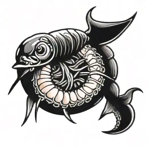 shrimp with beanie  tattoo design idea