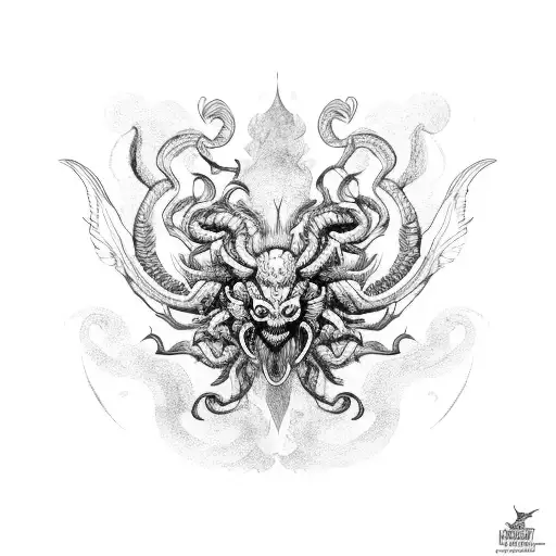 Manticore scorpion tail wings tattoo design idea
