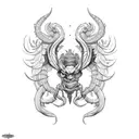 Manticore scorpion tail wings tattoo design idea