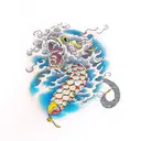 Olas de mar y nubes tattoo design idea