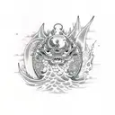 Olas de mar y nubes tattoo design idea