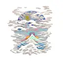 Olas de mar y nubes tattoo design idea