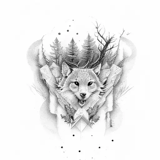 forrest b&w and creek tattoo design idea